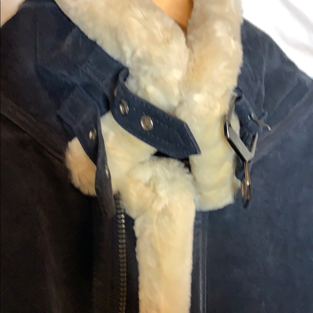 Phat Farm blue suede bomber jacket